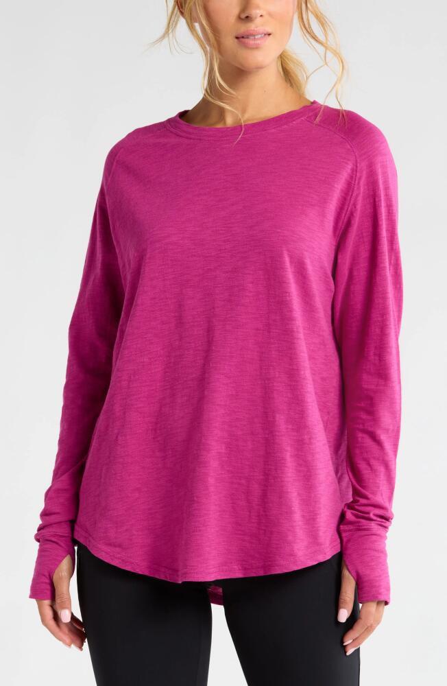 Zella Relaxed Washed 2.0 Long Sleeve Slub Tee in Purple Boysen Cover