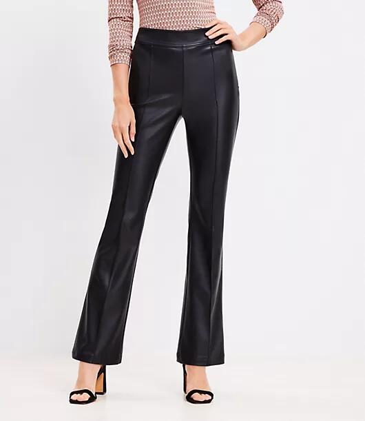 Loft Tall Pintucked Side Zip Flare Pants in Faux Leather Cover