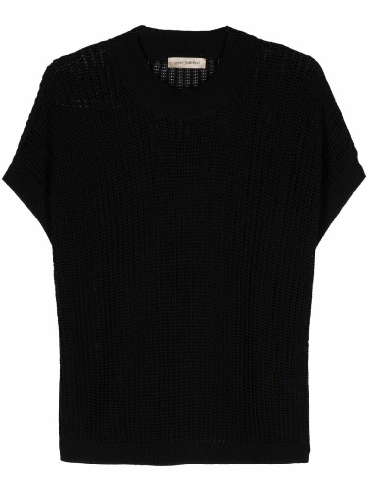 Gentry Portofino open-knit short-sleeve jumper - Black Cover