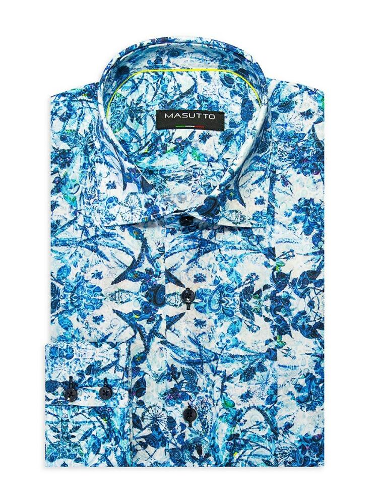 Masutto Men's Nepal Modern Fit Paisley Sport Shirt Cover