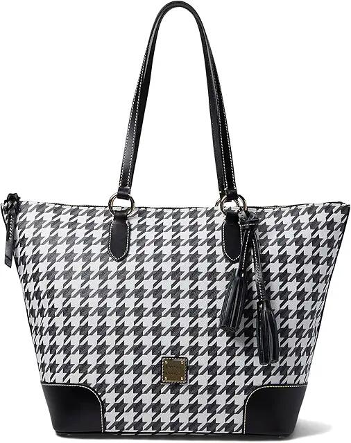 Dooney & Bourke Houndstooth Career Tote (Black/Black) Handbags Cover