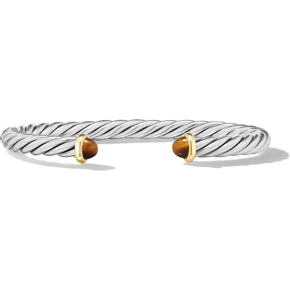 David Yurman Cable Cuff Bracelet in Sterling Silver with 14K Yellow Gold, 6mm in Silver/Gold/Tigers Eye Cover