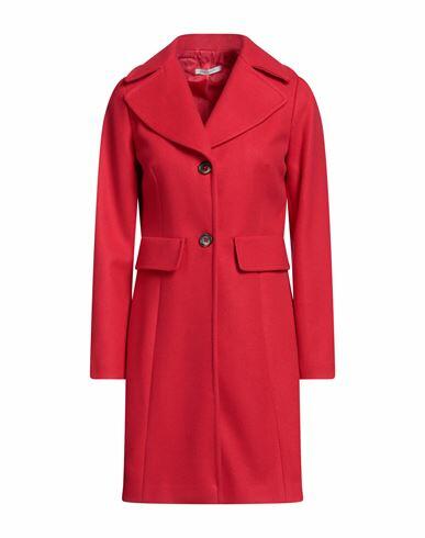 Biancoghiaccio Woman Coat Red Acrylic, Polyethylene, Wool Cover