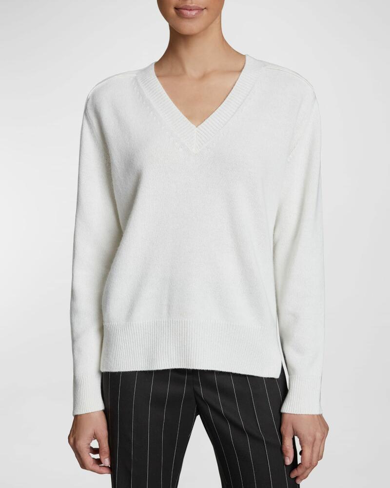 Santorelli Mary V-Neck Wool-Cashmere Sweater Cover