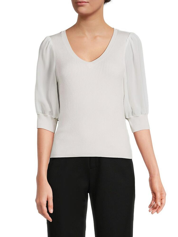 Design 365 Women's Ribbed Puff Sleeve Sweater Top - Canvas Cover