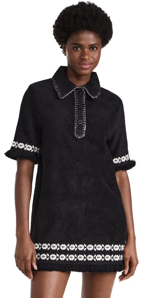 Sea Katya Embroidered Short Sleeve Cover Up Dress Black Cover