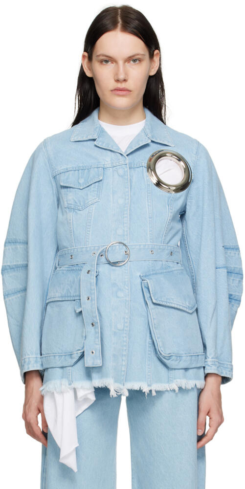 Marques Almeida Blue Eyelet Denim Jacket Cover