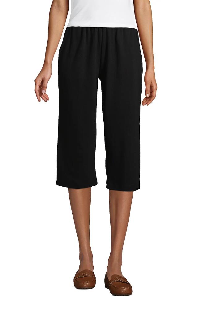 Lands' End Tall Sport Knit Elastic Waist Pull On Capri Pants in Black Cover