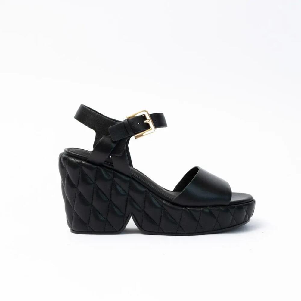 Cecelia New York Betty Quiletd Platform Wedge Sandal in Black Cover