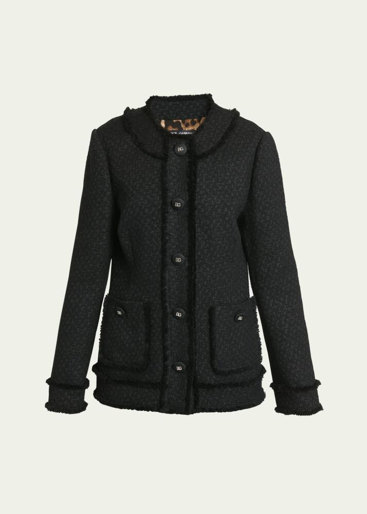 Dolce & Gabbana Rachel Tweed Fringe-Trim Jacket Cover