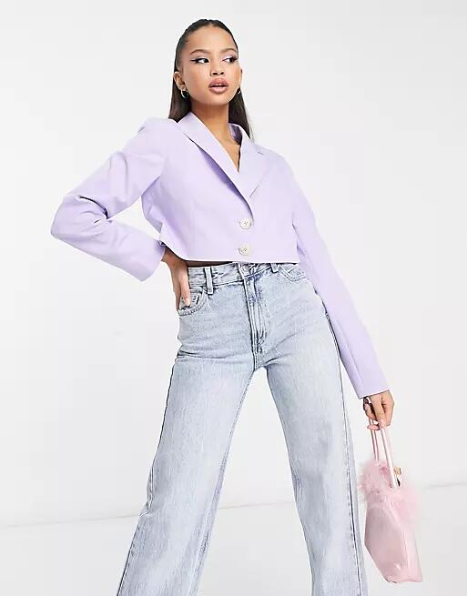 Miss Selfridge cropped blazer in lilac-Purple Cover