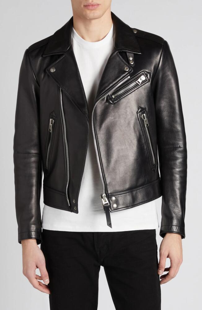 TOM FORD Quilted Lining Lambskin Leather Biker Jacket in Lb999 Black Cover