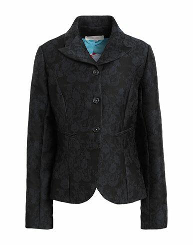 Unique Edition Woman Blazer Black Polyester, Silk Cover