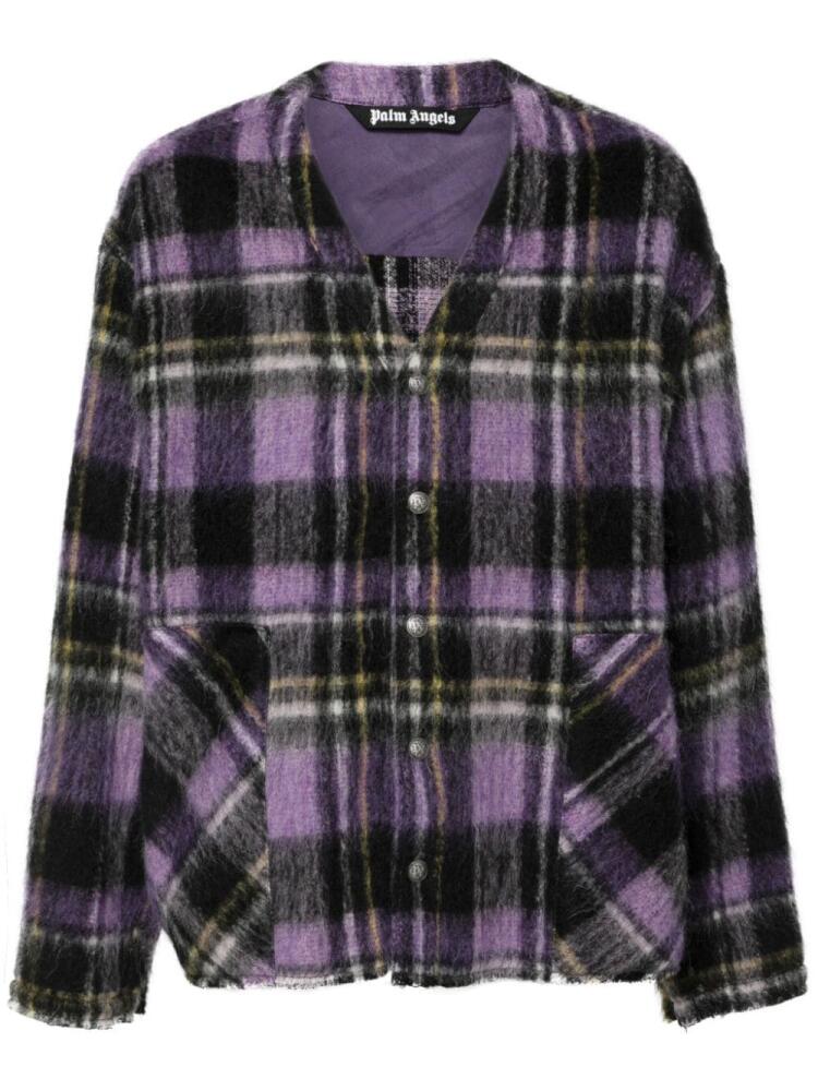 Palm Angels plaid-check cardigan - Purple Cover