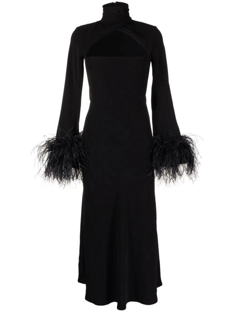 16Arlington Odessa feather-trim midi dress - Black Cover