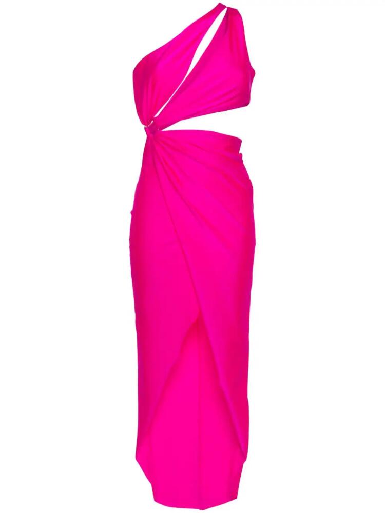 Amen asymmetric satin maxi dress - Pink Cover