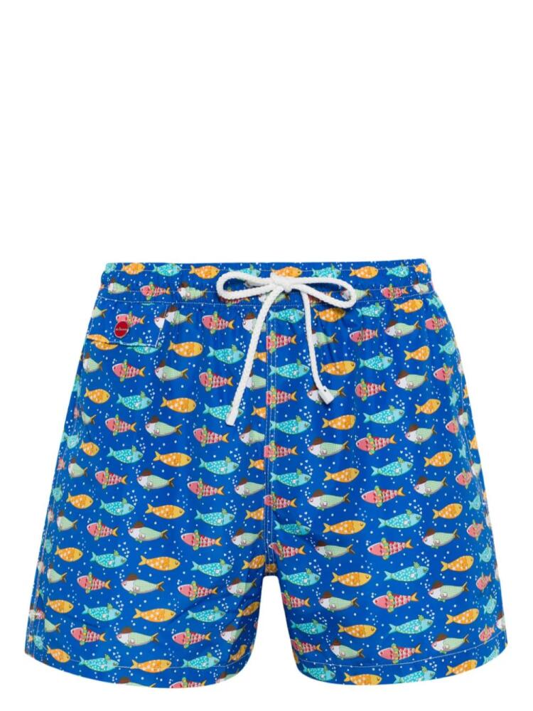 Kiton fish-print swim shorts - Blue Cover