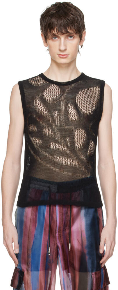 Feng Chen Wang Black Open Knit Tank Top Cover