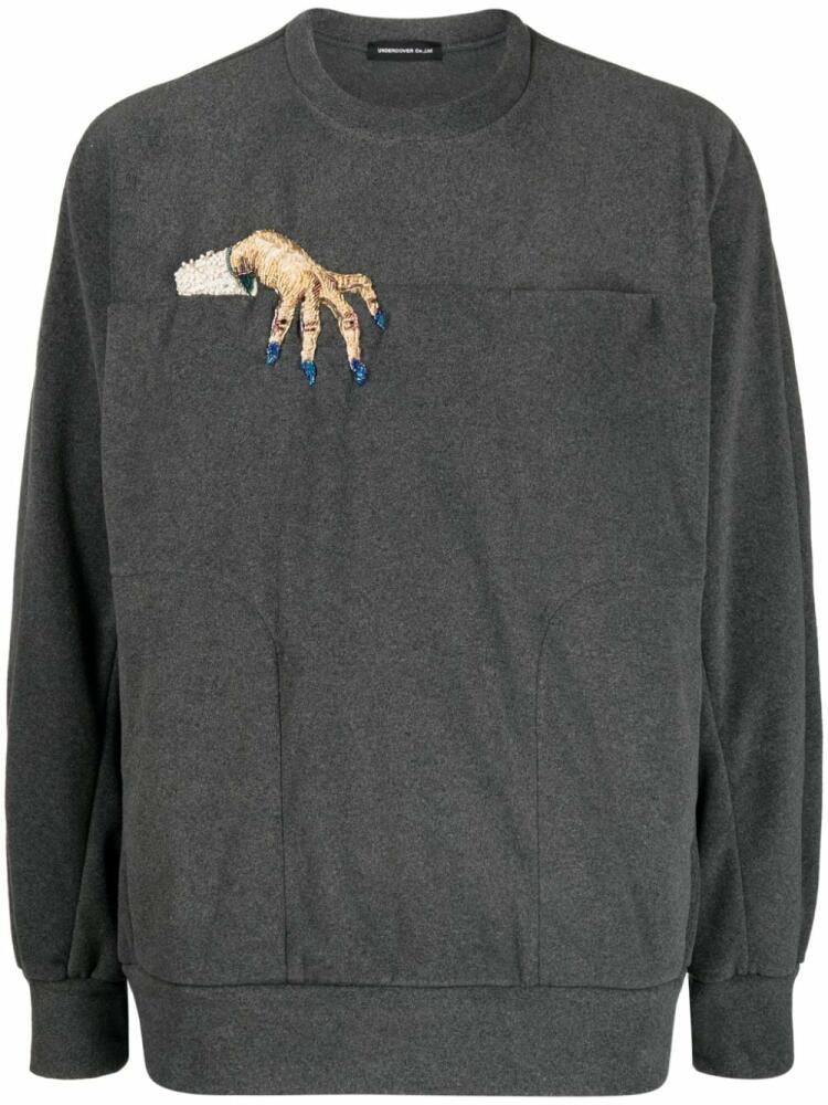 Undercover embroidered-motif crew-neck sweatshirt - Grey Cover