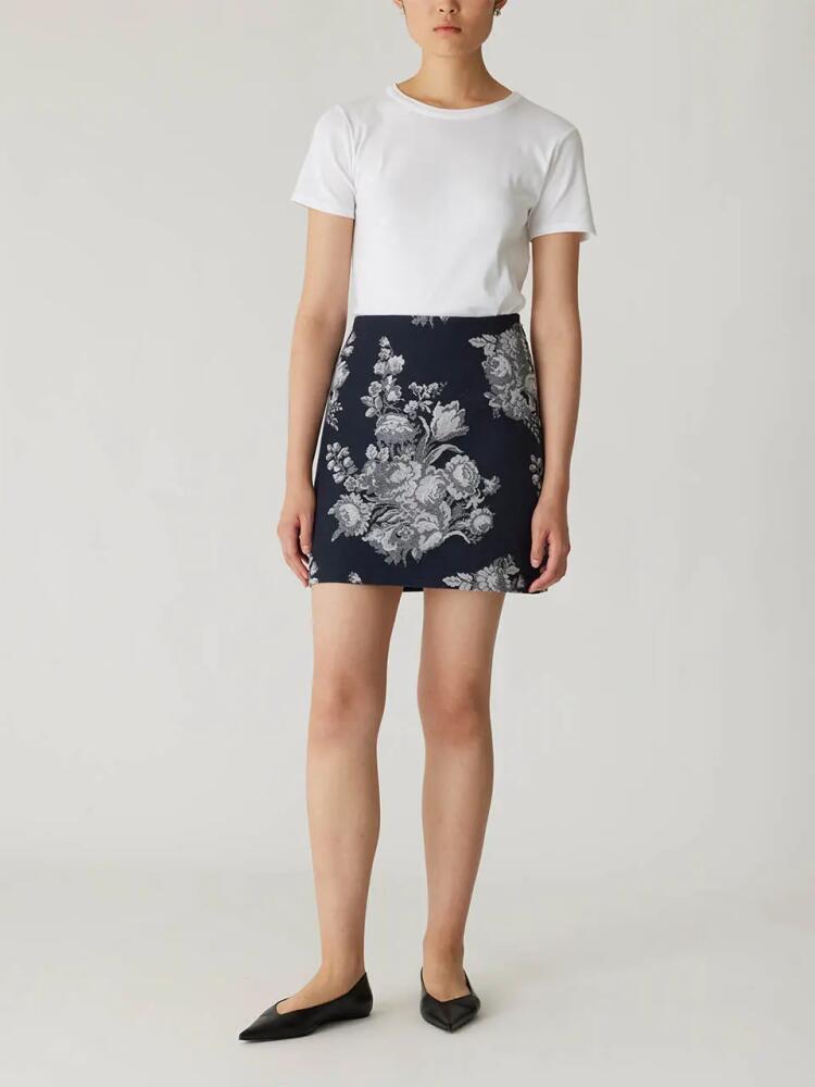 Rebecca Taylor Venice Toile Jacquard Mini Skirt in Indigo Combo Cover