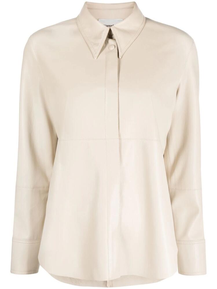 Nanushka coated long-sleeve shirt - Neutrals Cover