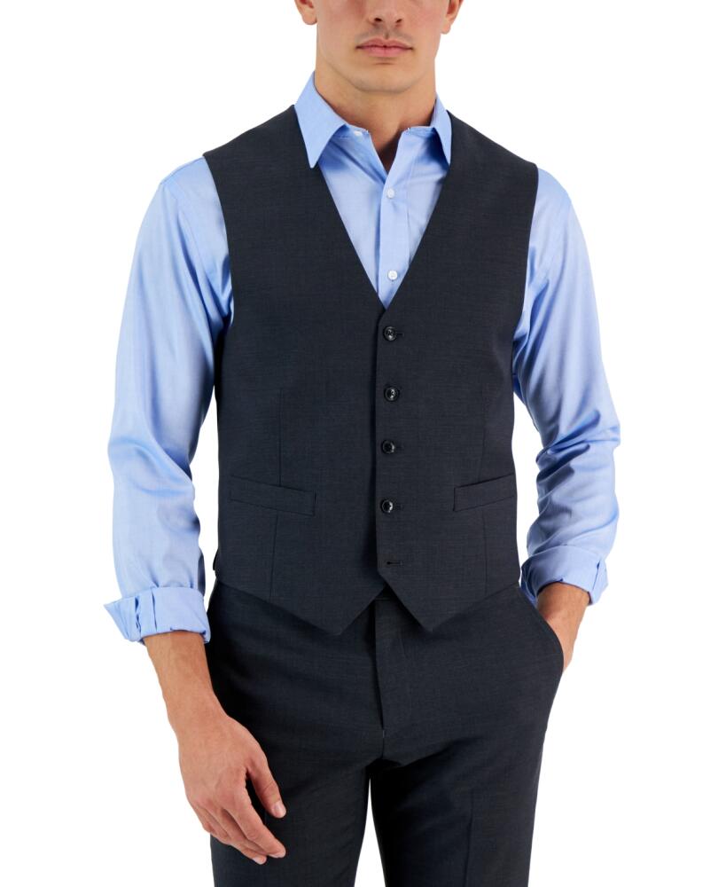 Tommy Hilfiger Men's Modern-Fit Wool Th-Flex Stretch Suit Suit Vest - Charcoal Cover