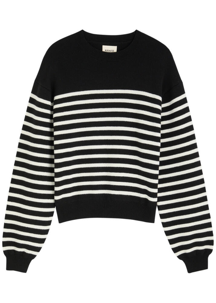 Khaite Viola Striped Stretch-cashmere Jumper - Black Cover