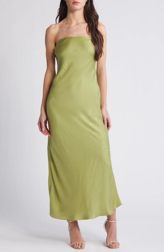 Bardot Casette Strapless Satin Cocktail Dress in Apple Green Cover