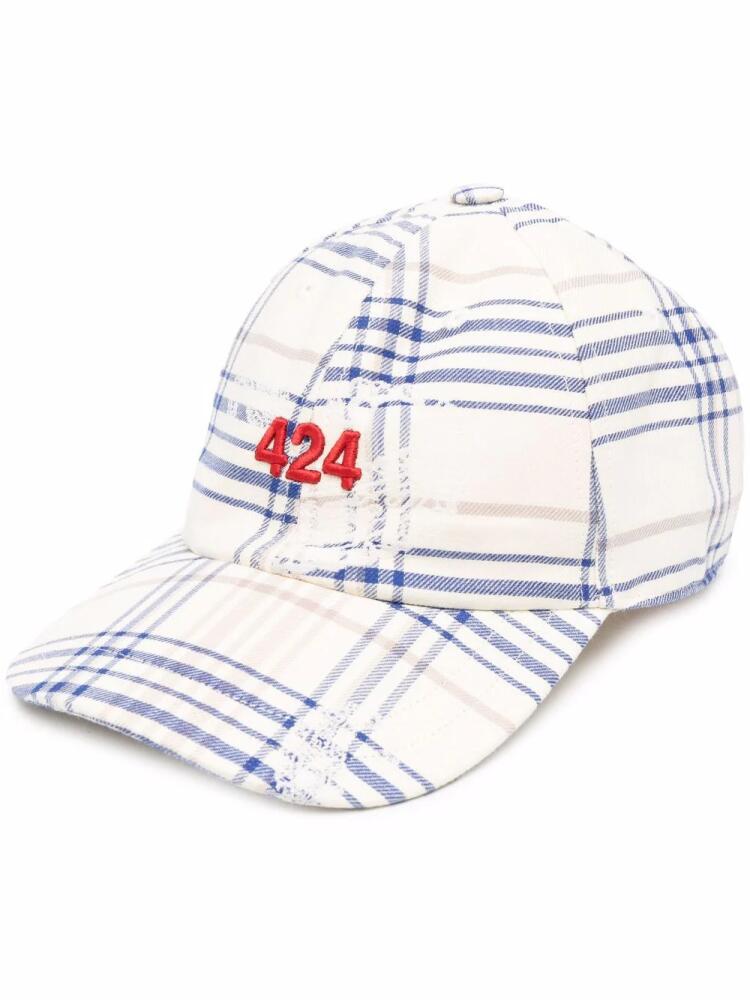 424 checked logo-embroidered cap - Neutrals Cover