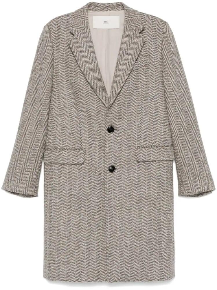 AMI Paris herringbone coat - Brown Cover