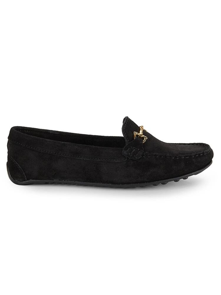 Saks Fifth Avenue Women's Pebbled Suede Bit Driving Loafers - Black Cover