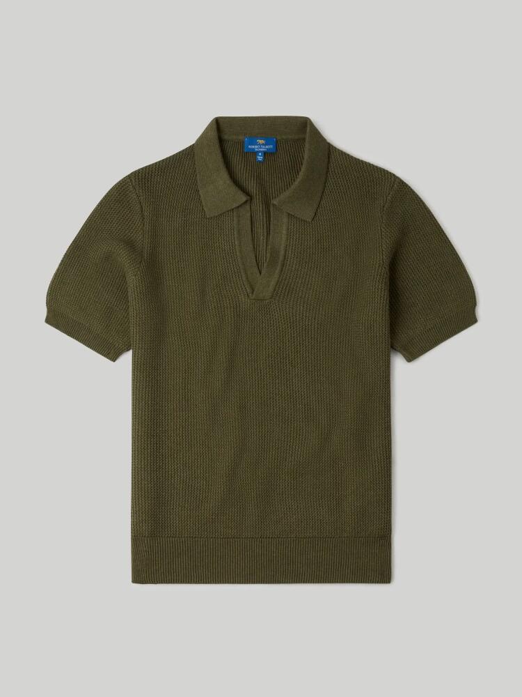 Robert Talbott Knight Short Sleeve Johnny Collar Sweater in Olive Cover