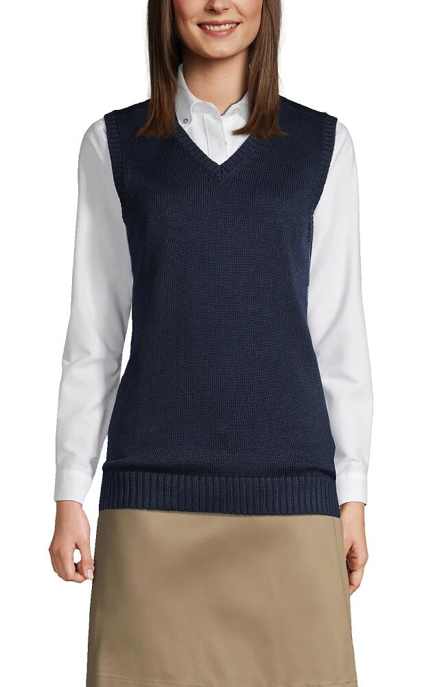 Lands' End School Uniform Cotton Modal Sweater Vest in Classic Navy Cover