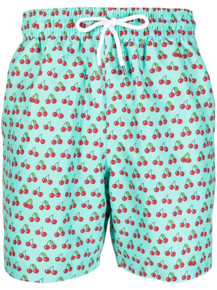 Derek Rose cherry-print swim shorts - Green Cover