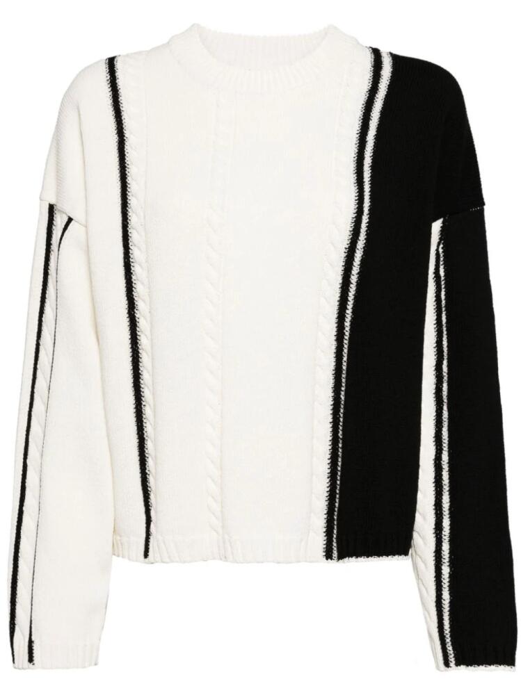 STUDIO TOMBOY cable-knit two-tone jumper - White Cover