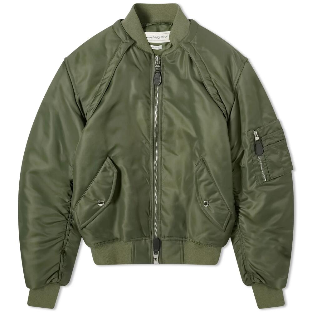 Alexander McQueen Men's Harness Sleeve Bomber jacket in Khaki Green Cover