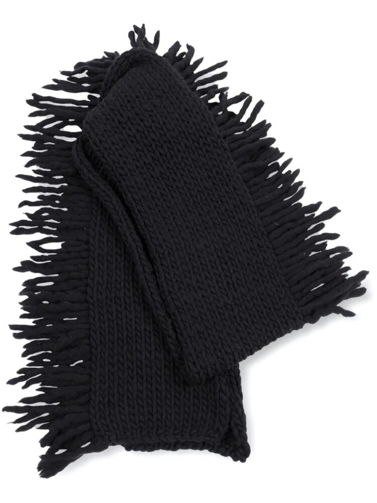 DRIES VAN NOTEN fringed wool scarf - Black Cover