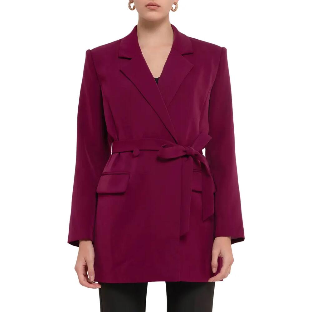 Endless Rose Belted Blazer in Wine Cover