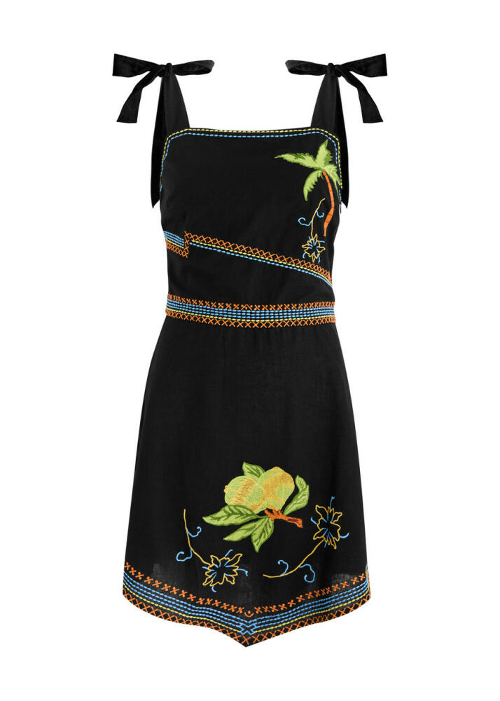 Never Fully Dressed Corfu Embroidered Cotton-blend Mini Dress - Black Cover