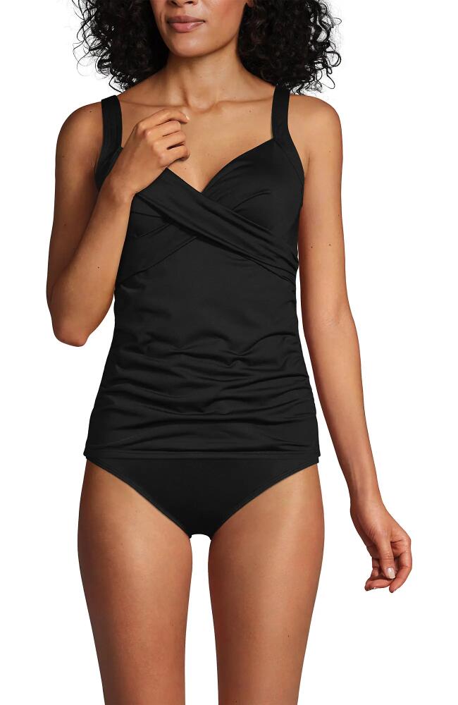 Lands' End Wrap Underwire Tankini Top Swimsuit in Black Cover