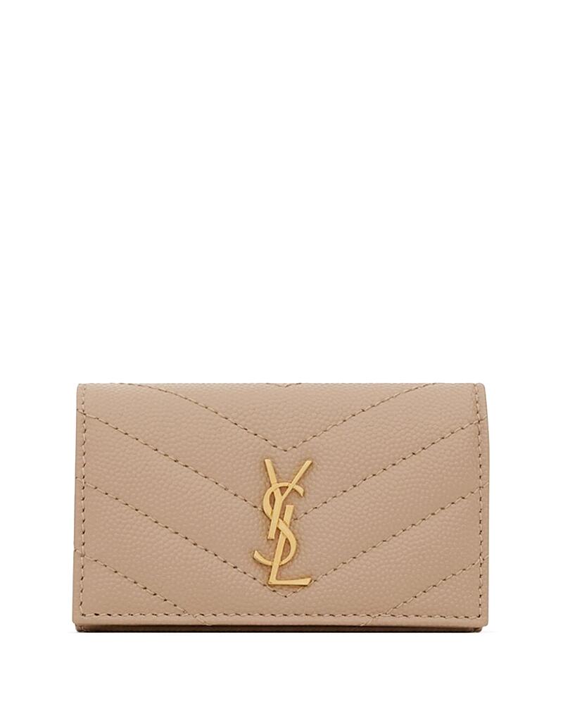 Saint Laurent Cassandre Slim Key Case in Grain De Poudre Embossed Leather Cover