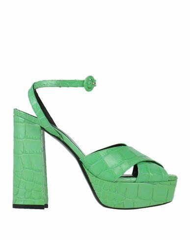 Ermanno Scervino Woman Sandals Green Leather Cover