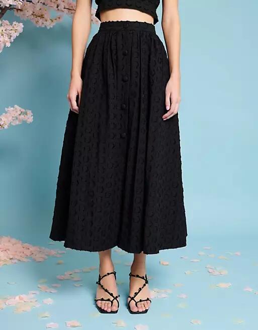 Sister Jane jacquard maxi skirt in black - part of a set Cover