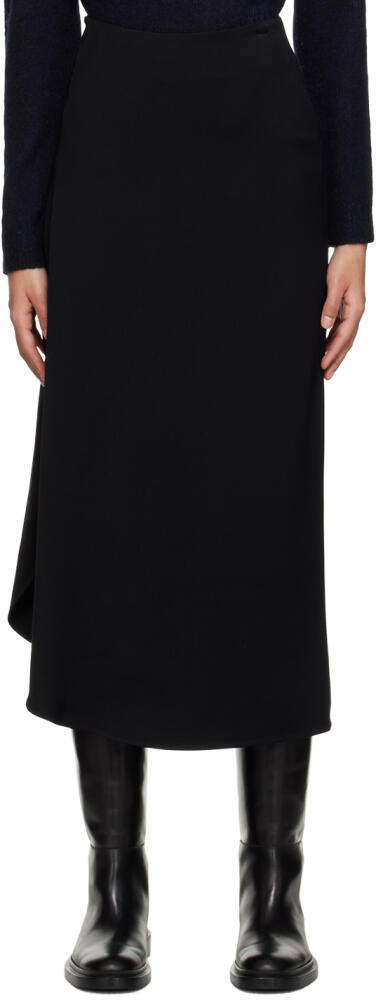 TOTEME Black Draped Circle Midi Skirt Cover