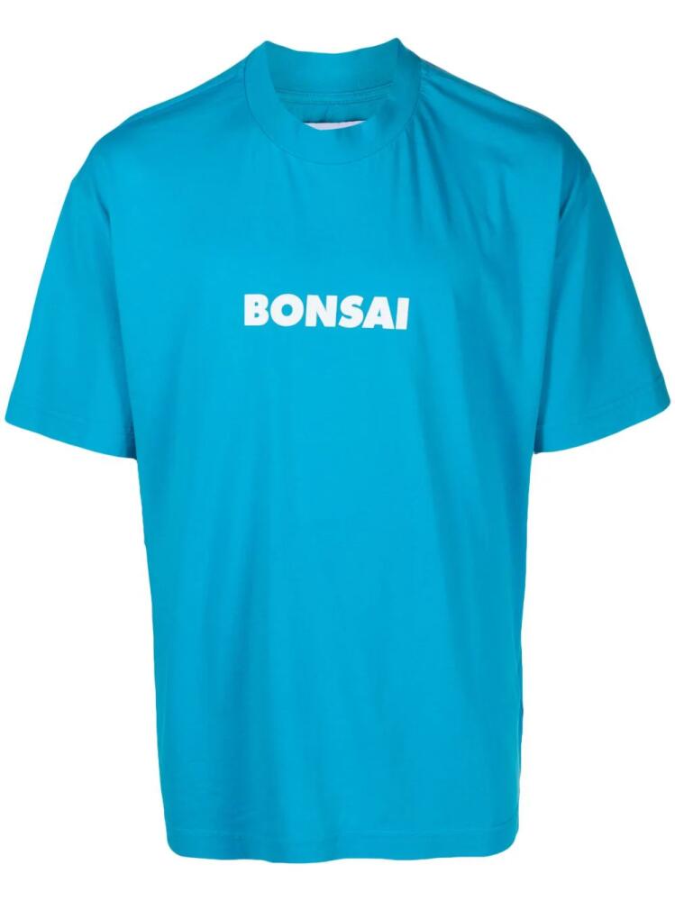 Bonsai logo-print cotton T-shirt - Blue Cover