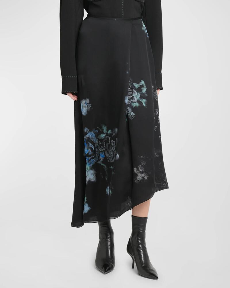 Giorgio Armani Floral Print Silk Wrap-Effect Midi Skirt Cover