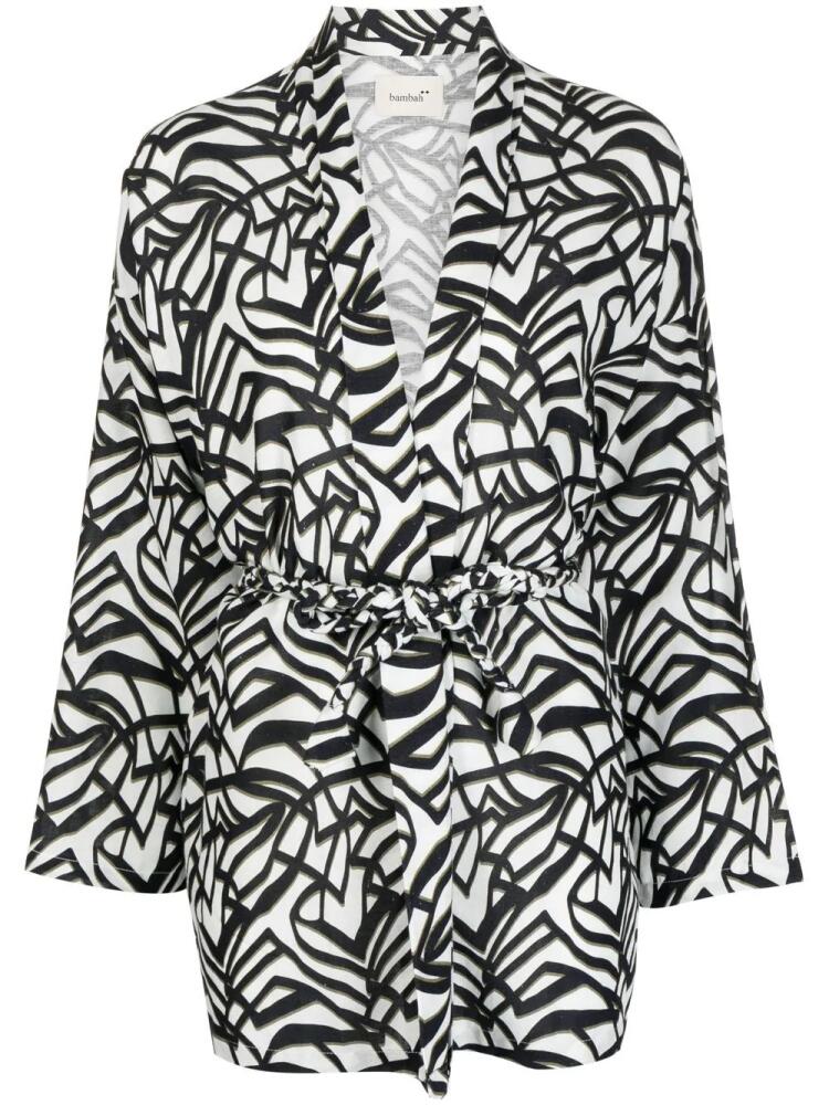 Bambah geometric-print wrap blouse - Black Cover