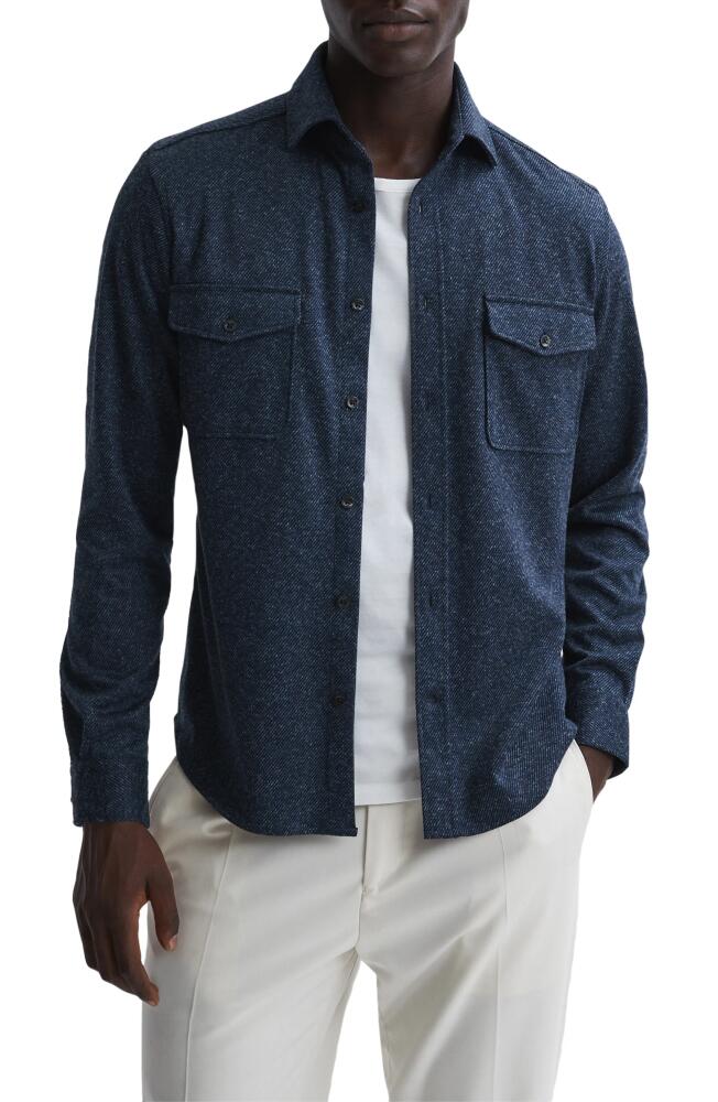 Reiss Arimo Button-Up Knit Shirt in Blue Cover