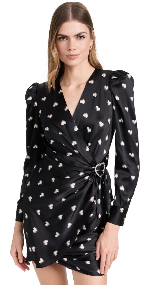 L'AGENCE Clarice Wrap Dress with Buckle Black/ Multi Heart Charm Cover