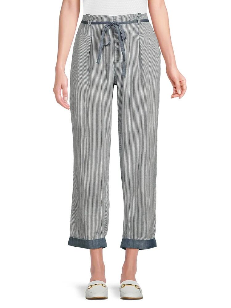 Tommy Hilfiger Women's Striped Flowy Drawstring Pants - Indigo Cover